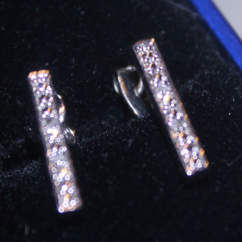 $249 925 Sterling Silver Genuine Diamond Bar Push Back Earrings